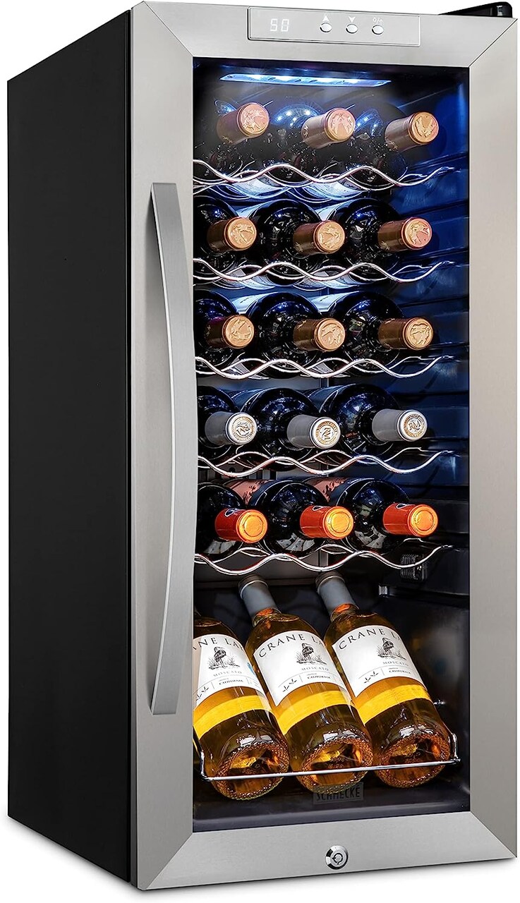 Schmecke 18-Bottle Wine Fridge, Freestanding Wine Refrigerator, Small Wine Cooler